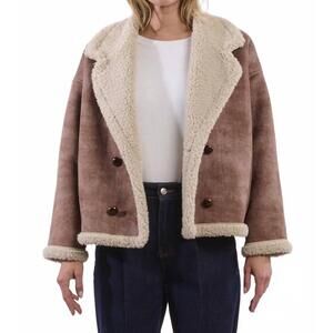 NEW MOLLY BRACKEN pamela woven coat in brown